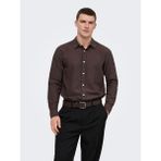 Only & Sons Onscaıden Lıfe Ls Solıd Lınen Blend Noos Erkek Kahverengi Gömlek - 22012321 - 2XL