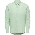 Only & Sons Onscaıden Lıfe Ls Solıd Lınen Blend Noos Erkek Yeşil Gömlek - 22012321 - XS