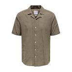 Only & Sons Onscaıden Lıfe Ss Solıd Resort Lınennoos Erkek Yeşil Gömlek - 22025116, Fossil, S