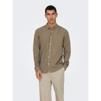 Only & Sons Onscaiden Slim Fit Keten Gömlek, L, 22012321, Fossil, Erkek