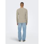 Only & Sons Onskıcker Lıfe Reg 3 Cable Crew Knıt Erkek Gri Kazak - 22026504