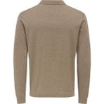 Only & Sons Onslouı Reg 12 Ls Mel Polo Knıt Noos Erkek Kahverengi T-Shirt - 22033758 - 2XL