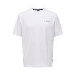 Only & Sons ONSMERVYN LIFE Erkek T-Shirt, Relaxed Fit, Kısa Kollu,%100 Organik Pamuk, Beyaz, L