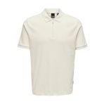 Only & Sons Onsmike Zipper SS Kirli Beyaz Polo Erkek T-shirt