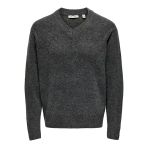 Only & Sons Onsmove Rlx Brushed V-Neck Knıt Erkek Siyah Kazak - 22035138