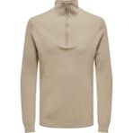 Only & Sons Onsphıll Reg 12 Rıb Half Zıp Knıt Erkek Kahverengi Kazak - 22030794 - Siyah