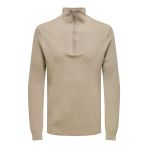 Only & Sons Onsphıll Reg 12 Rıb Half Zıp Knıt Erkek Kahverengi Kazak - 22030794