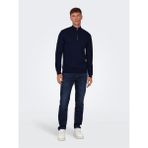 Only & Sons Onswyler Lıfe Reg 14 Half Zıp Knıt Noos Erkek Blue Kazak - 22021264 - XL