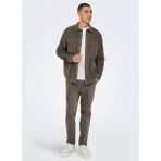 Only & Sons Rahat Açık Kahve Jakarlı Erkek Gömlek Onsalp Rlx 2pkt Washd Cord Ls Shırt - XL