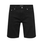 Only & Sons Regular Fit Jean Şort, M, 22032927, Siyah, Erkek