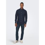 Only & Sons Slim Fit Lacivert Düz Erkek Gömlek 22006479_ONSALVARO LS OXFORD SHIRT