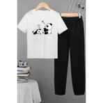 Only Trendwear Çocuk Sleep Panda Alt - Üst Eşofman Takımı - Beyaz - 5 - 6 Yaş