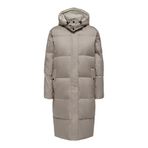 Only Vilma Down Long Coat Kadın Gri Kapüşonlu Mont, M