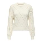 Only Yuvarlak Yaka Oversize Örme Kazak, L, 15339575, Beyaz, Kadın