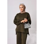 onlymoon Haki Kadın Scuba Kumaş Takım ♦ Oversize Rahat Kalıp ♦ Günlük Şık Kombin ♦ Trend Moda İkili