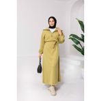 Onlymoon Kadın Scuba Elbise ◆ Kuşaklı Oversize Rahat Kalıp ◆ Günlük Rahat Kombin Için Modern ve Zarif - XL - Yeşil