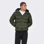 Only&sons Union Seamless Life Puffer Erkek Haki Kapüşonlu Mont - 2XL