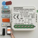 Onoffsmart Tuya Wifi Akıllı 2 Kanal Kuru Kontak Anahtar Beyaz Renk Plastik Malzemeden Enerji Tasarrufu Sağlayan