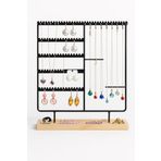 Onomo Takı Organizeri, Takı Standı Metal Stand ve Ahşap Taban, 35x30x9.5 cm, Küpe Kolye Yüzük Düzenleyici, Siyah