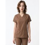 Onora Medikal Unisex Soft Likra Doktor Hemşire Forması,Tek Üst Scrubs (KAHVERENGİ, XXL)