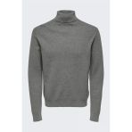 Onsphil Reg 12 Struc Roll Neck Knit Noos Erkek Gri Kazak - 22023202
