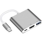 Onten Macbook 3 In 1 Type C To HDMI + USB 3.0 + Type-C Dönüştürücü Adaptör - Gri