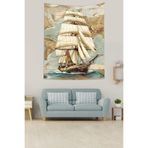 Ontheclouds Antik Dünya Haritası Yelkenli Leke Tutmaz Kumaş Duvar Örtüsü Duvar Halısı Tapestry, 140 x 230
