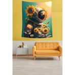 Ontheclouds Ayçiçekleri Arasındaki Astronot Leke Tutmaz Kumaş Duvar Örtüsü Duvar Halısı Tapestry, 70 x 70