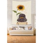 Ontheclouds Ayçiçekli Kız Leke Tutmaz Kumaş Duvar Örtüsü Duvar Halısı Tapestry, 140 x 230