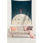 Ontheclouds Ayın Üzerindeki Tatlı Kız Leke Tutmaz Kumaş Duvar Örtüsü Duvar Halısı Tapestry, 140 x 230