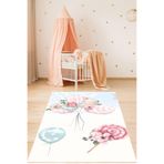 Ontheclouds Balon Buketi Vintage Çiçekli Bohem Tarz Yıkanabilir Kaymaz Taban Leke Tutmaz Çocuk Odası Halısık, 80 x 200