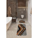 ontheclouds Banyo Halısı Ikili Klozet Takımı Kaymaz Tabanlı Banyo Paspas Takımı (60x100 + 40x60), Gri-Kahverengi