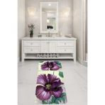 ontheclouds Banyo Halısı Ikili Klozet Takımı Kaymaz Tabanlı Banyo Paspas Takımı (60x100 + 40x60), Lila-Krem