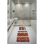 ontheclouds Banyo Halısı Ikili Klozet Takımı Kaymaz Tabanlı Banyo Paspas Takımı, Kahverengi-Kiremit