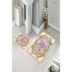 ontheclouds Banyo Halısı Ikili Klozet Takımı Kaymaz Tabanlı, Krem-Lila