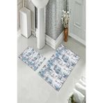 ontheclouds Banyo Halısı Ikili Klozet Takımı Kaymaz Tabanlı, Mavi