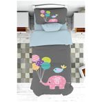 ontheclouds Bebek ve Çocuk Odası Balonlu Pembe Fil Desenli Kız Çocuk Yatak Örtüsü ve Yastık Kılıfı Pike 140x200 cm, YTORT3