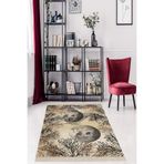 Ontheclouds Bej Dijital Baskı Yıkanabilir Kaymaz Taban Halı Ve Yolluk, 100 x 100