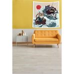 Ontheclouds Bej Samuray Kediler Leke Tutmaz Kadife Kumaş Duvar Örtüsü Duvar Halısı Tapestry, 140 x 140