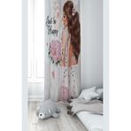 ontheclouds Beyaz Çiçek Tutan Kız Desenli Fon Perde, 70 x 240, FONPRD15, beyaz-pembe