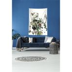 Ontheclouds Beyaz Çiçekli Iskelet Leke Tutmaz Kadife Kumaş Duvar Örtüsü Duvar Halısı Tapestry, 140 x 230