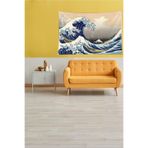 Ontheclouds Beyaz Katsushika Hokusai Dalga Serisi Leke Tutmaz Kadife Kumaş Duvar Örtüsü Duvar Halısı Tapestry, 140 x 230