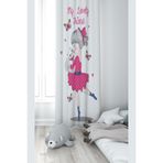 ontheclouds Beyaz Kedi Seven Kız Desenli Fon Perdesi, 70 x 270, FONPRD14, beyaz-fuşya