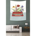 Ontheclouds Bordo Daktilo Çiçek Desenli Leke Tutmaz Kumaş Duvar Örtüsü Duvar Halısı Tapestry, 70 x 100