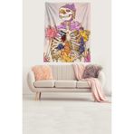 Ontheclouds Çiçekler Açan Iskelet Leke Tutmaz Kadife Kumaş Duvar Örtüsü Duvar Halısı Tapestry, 140 x 230