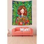 Ontheclouds Çiçekler Içindeki Kız Relax Mistik Leke Tutmaz Kumaş Duvar Örtüsü Duvar Halısı Tapestry, 70 x 100