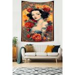 Ontheclouds Çiçekler Ve Kadın Leke Tutmaz Kumaş Duvar Örtüsü Duvar Halısı Tapestry, 140 x 140