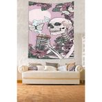 Ontheclouds Çiçekli Kahve Içen Kafatası Leke Tutmaz Kumaş Duvar Örtüsü Duvar Halısı Tapestry, 70 x 70