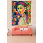 Ontheclouds Çiçekli Kız Leke Tutmaz Kumaş Duvar Örtüsü Duvar Halısı Tapestry, 140 x 140, 140 x 140 PNTR078D