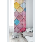 ontheclouds Çok Renkli Baklava Desenli Dijital Baskı Fon Perdesi, 140 x 240, FONPRD16, pembe-sarı